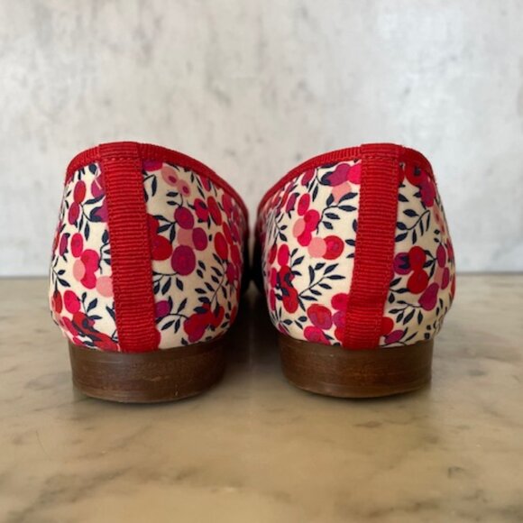 J. CREW Liberty of London Gemma Floral Ballet Flats Sz 6 Red Berry White Pink - Picture 9 of 16